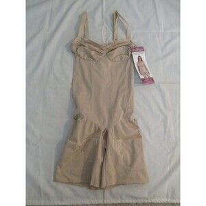 Curveez Womens Sz L Comfort Evo Full Body Shaper Nude CUR32608 Slimming Moderate